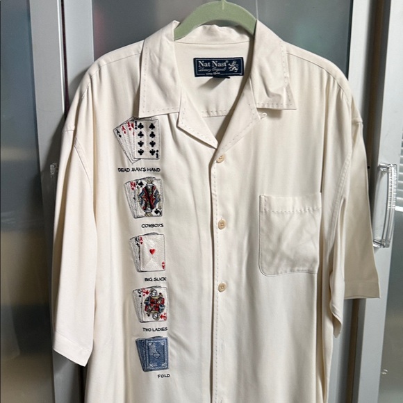 Nat Nast Men's Ivory Card Embroidered Shirt - Picture 4 of 5
